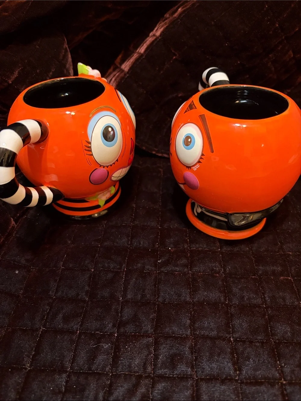 Playful Orange Ceramic Character Vases – Set of 2